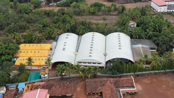 Aerial view of Desai Bandhu Ambewale factory, Pawas, Ratnagiri